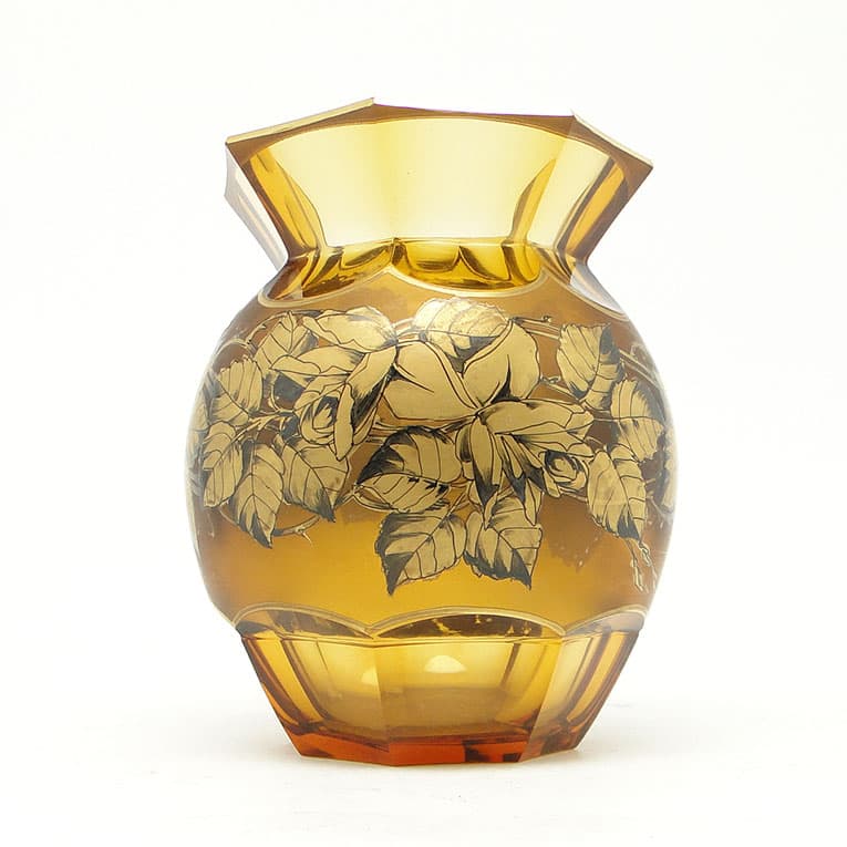 Wazon, kryształ, ręcznie malowany, proj. Kamenický Šenov, Czechy, XIX w. - 112592