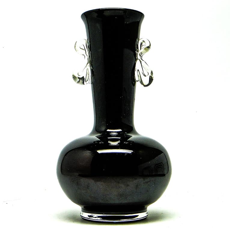 Wazon mid-century modern, szkło czarne, HSG Tarnowiec, Polska, lata 70. - 112698