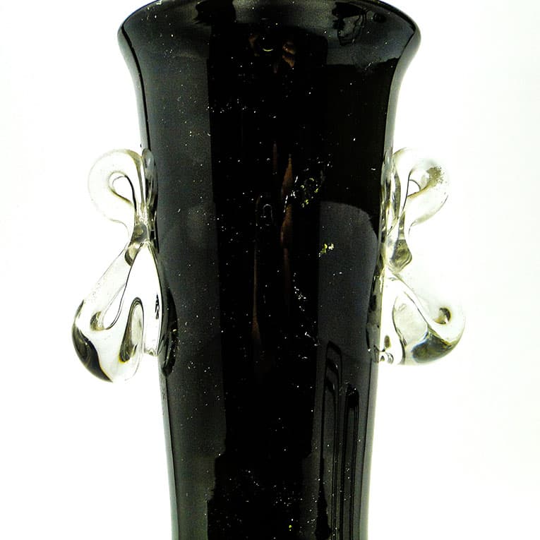 Wazon mid-century modern, szkło czarne, HSG Tarnowiec, Polska, lata 70. - 112697