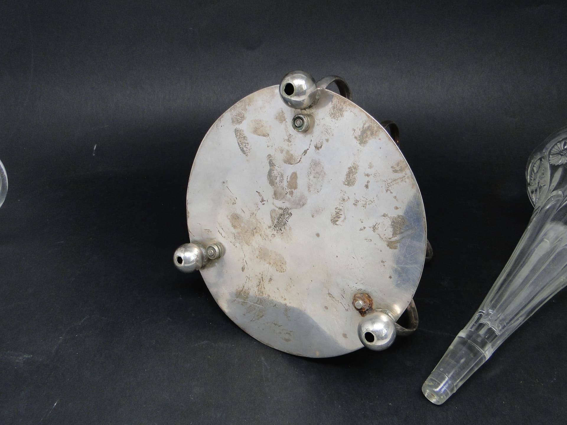 Wazon trumpet, Art Nouveau, szkło prasowane mosiądz srebrzony, Wielka Brytania, początek XX wieku - 112858