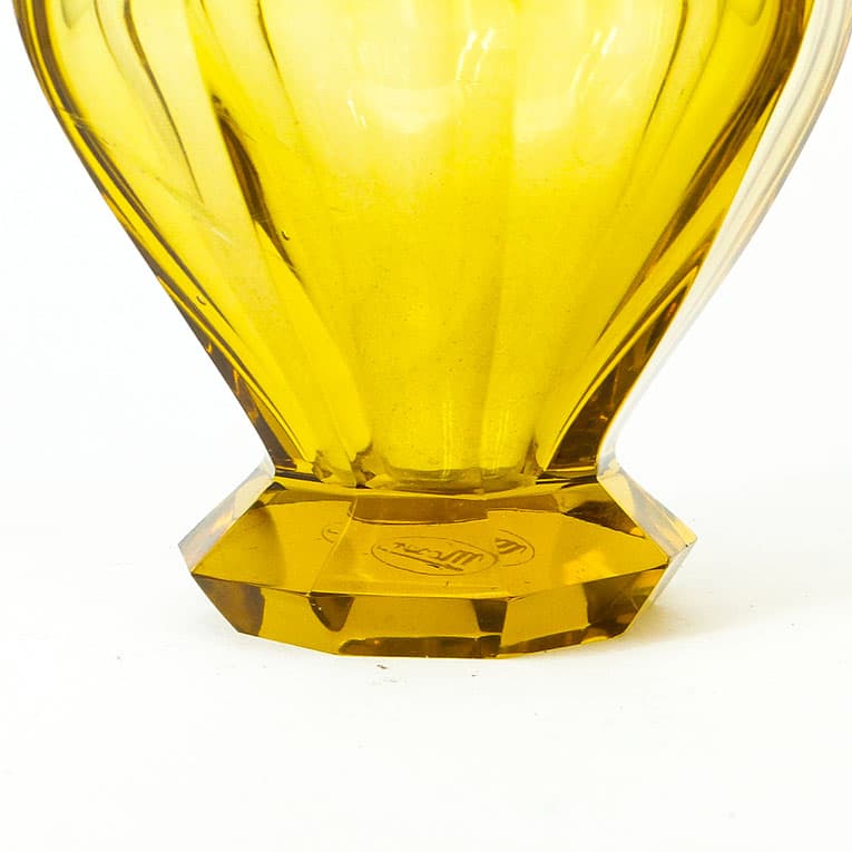 Wazon Art Deco, kryształ żółty, proj. J. Hoffmann, Bohemia, Czechosłowacja, lata 30. - 112873