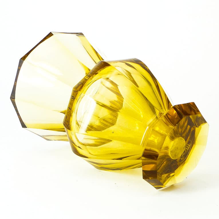 Wazon Art Deco, kryształ żółty, proj. J. Hoffmann, Bohemia, Czechosłowacja, lata 30. - 112874