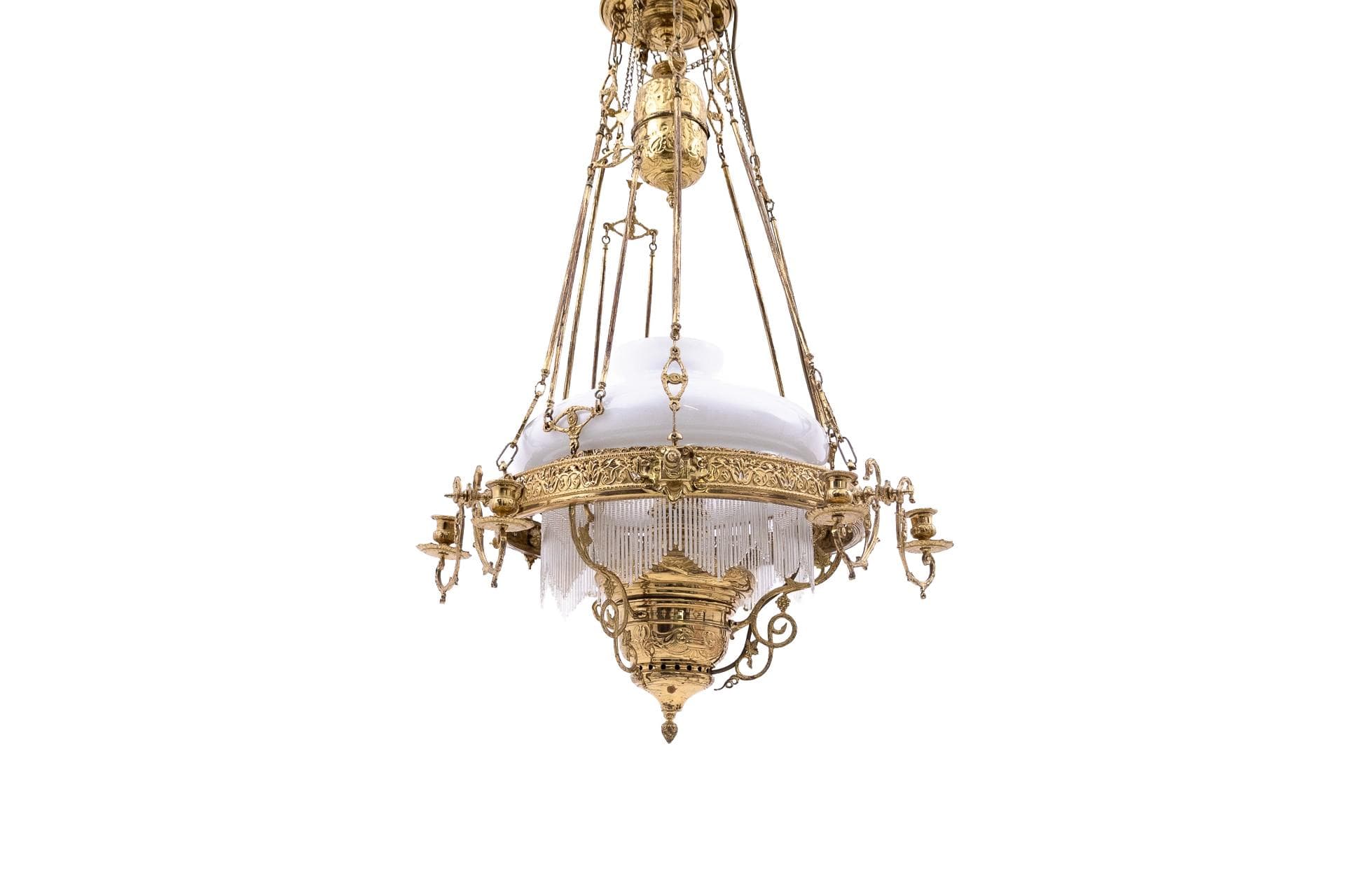 Brass Chandelier, Classic Style, 1940s