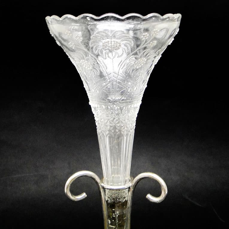 Wazon flet secesja, mosiądz srebrzony szkło, Wielka Brytania, początek XX w. - 112913