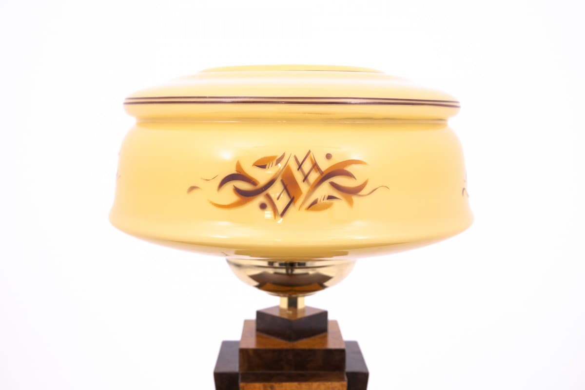 Brązowa lampa stołowa art deco, Polska, lata 50. - 78331