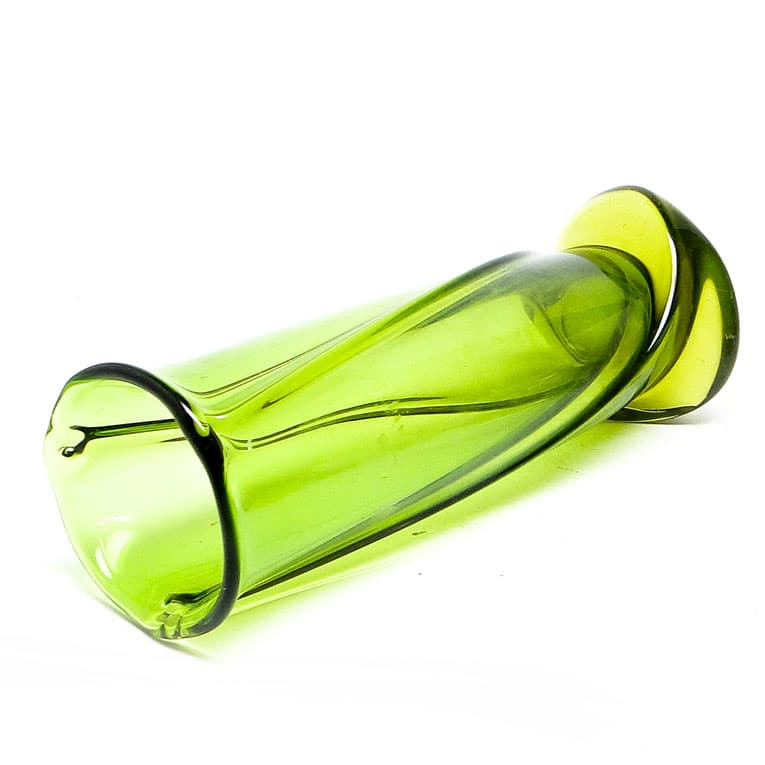 Wazon mid-century modern, szkło zielone, Polska, lata 70. - 112959