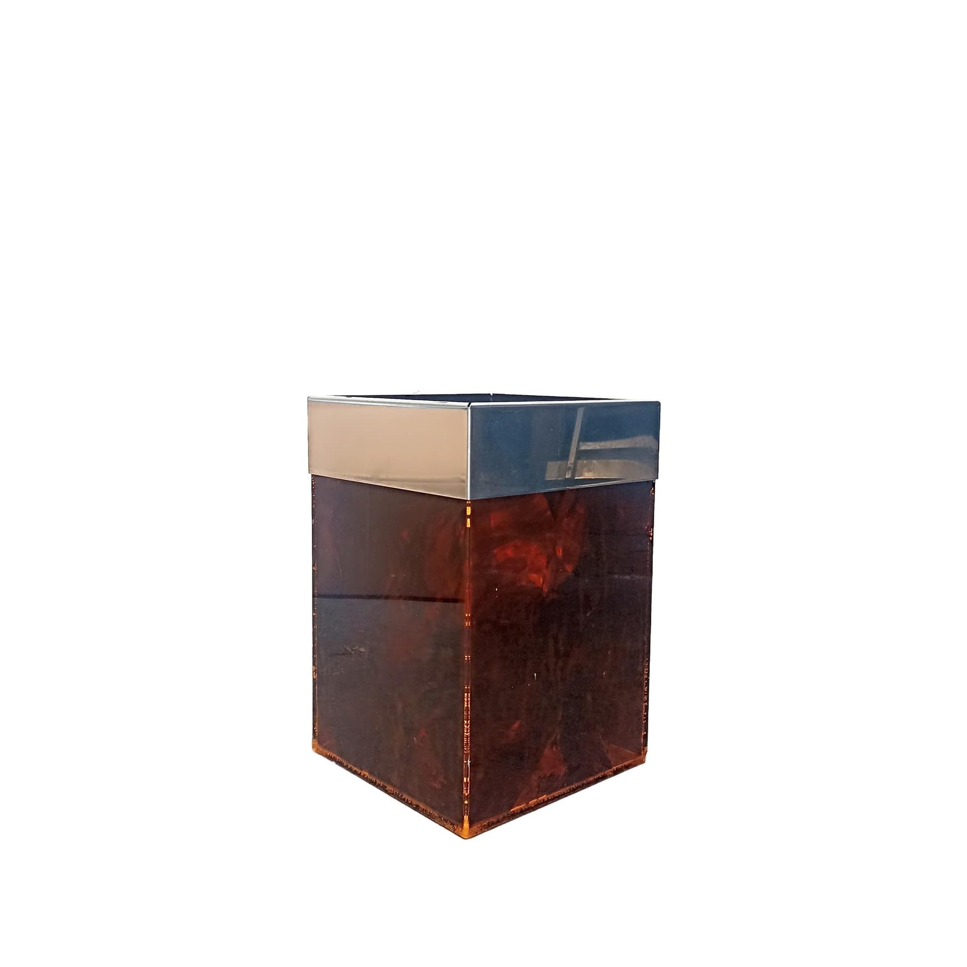 Box, tortoiseshell, brown acrylic, Italy, 1970s.