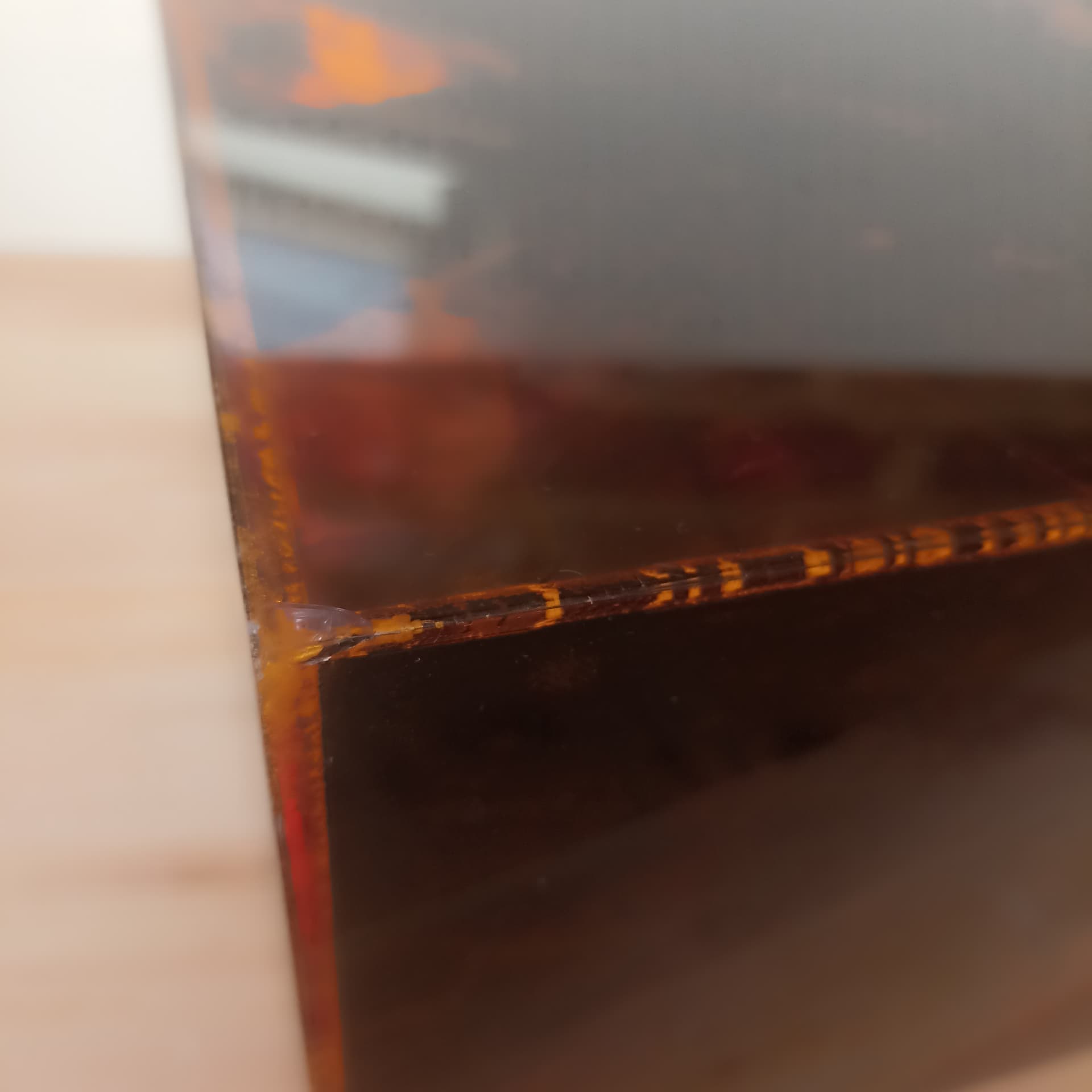 Box, tortoiseshell, brown acrylic, Italy, 1970s. - 112983