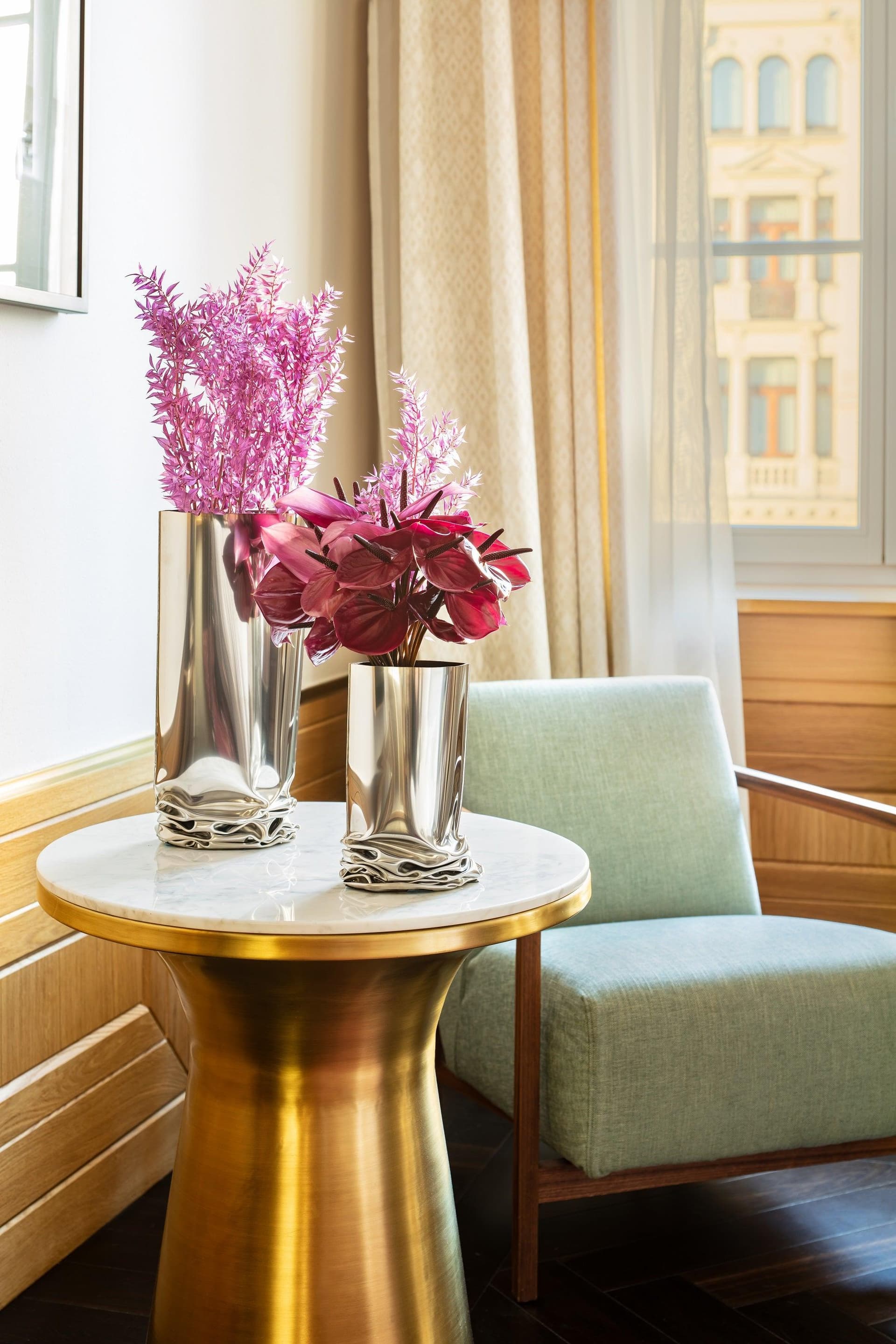 Wazon CRASH stalowy, srebrny, 35 cm, Zieta Studio - 116742