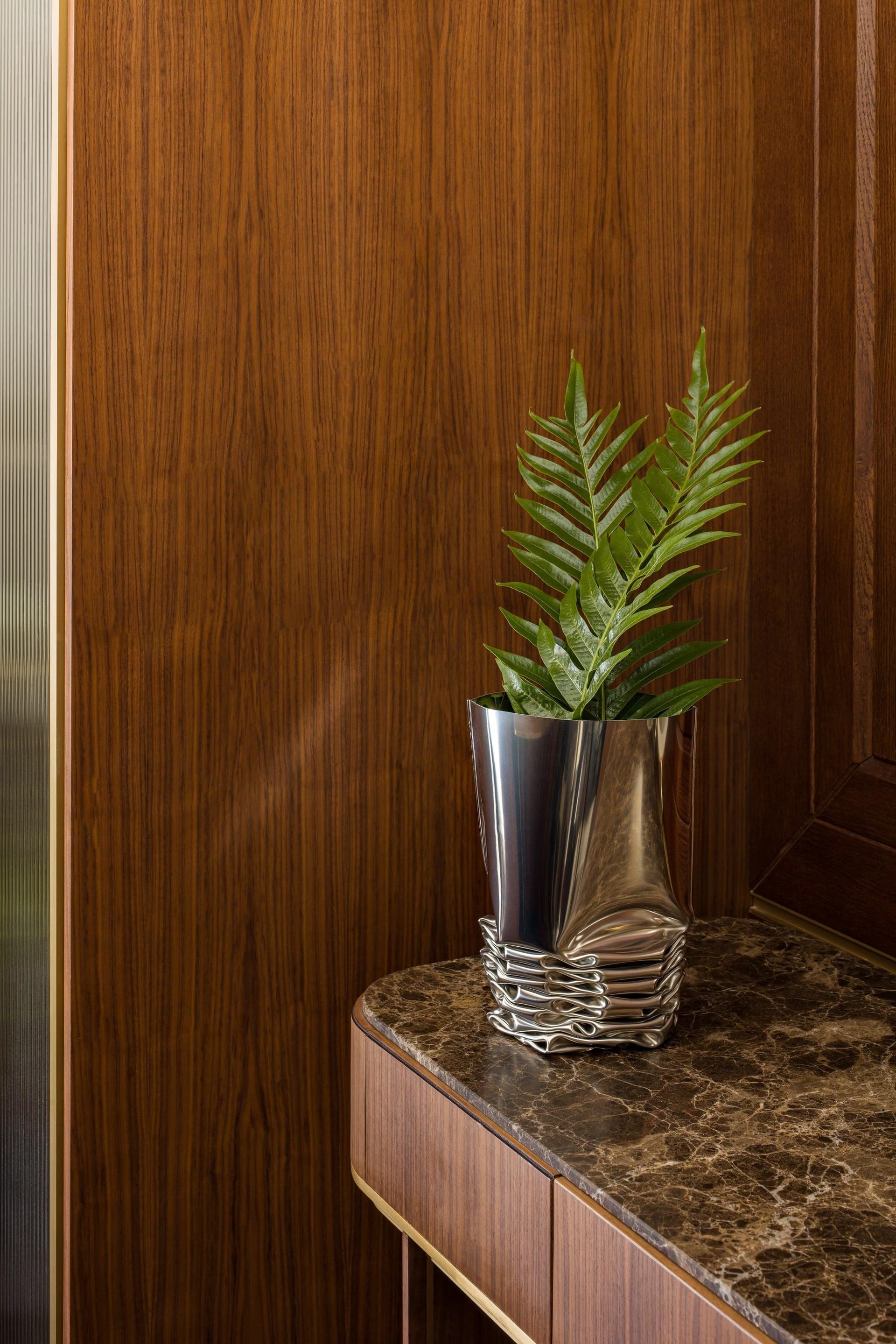 Wazon CRASH stalowy srebrny 30 cm, Zieta Studio - 116722