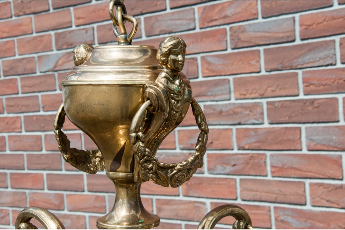 Mosiężny żyrandol art déco, Europa Zachodnia, lata 50. - 78349