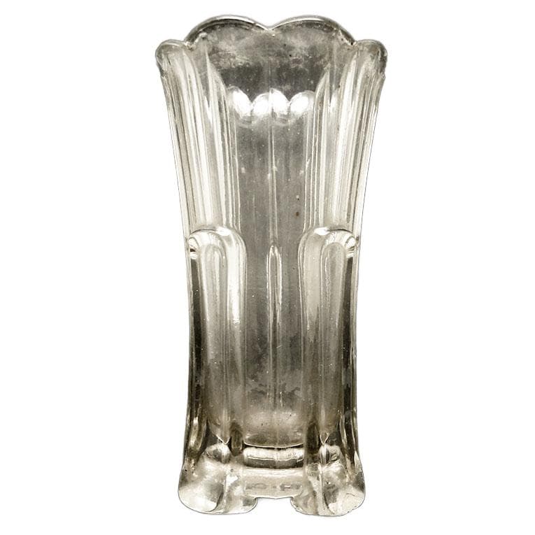 Wazon, mid-century modern, szkło prasowane rozalinowe, Polska, lata 50.