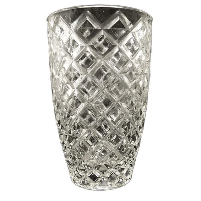 Wazon modernistyczny, szkło transparentne, Polska, lata 70. - WYMIARY