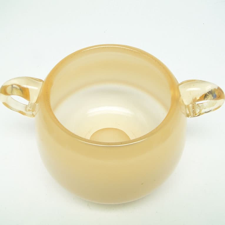 Wazon mid-century modern, szkło beżowe, proj. M. Jakubas, Polska, lata 70. - 113303