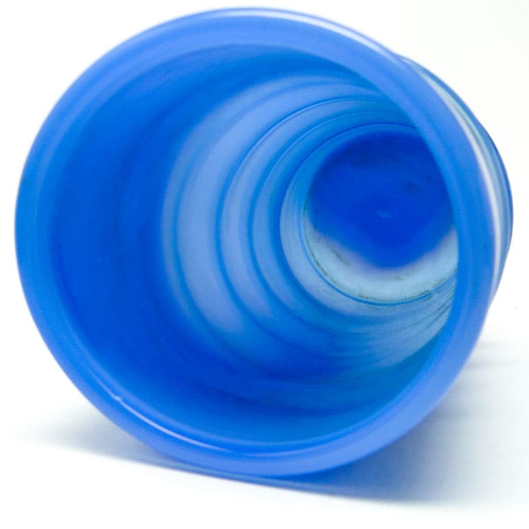 Wazon, polski modernizm, szkło niebieskie, proj. M. Jakubas, Polska, lata 70. - 113321