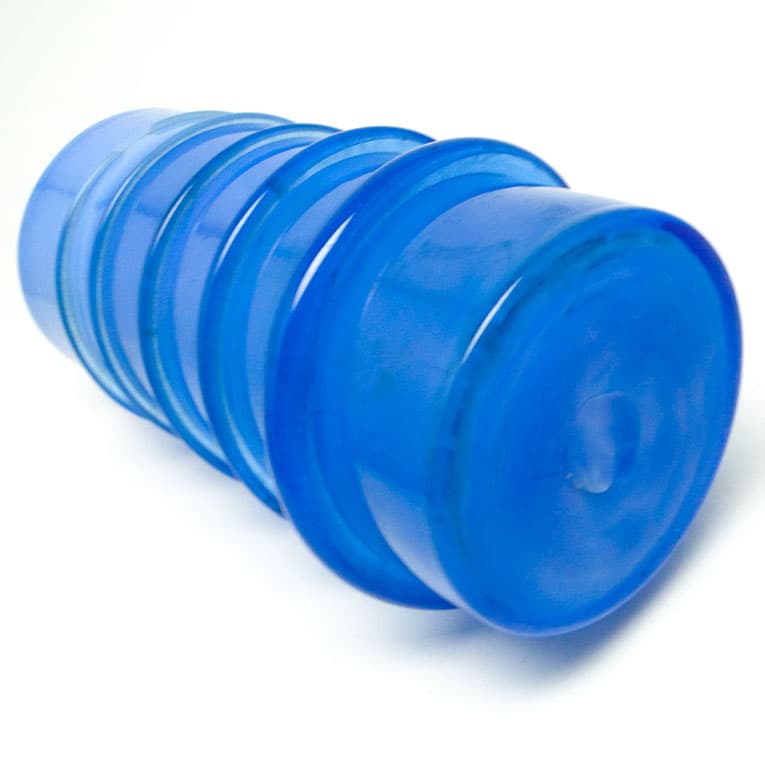 Wazon, polski modernizm, szkło niebieskie, proj. M. Jakubas, Polska, lata 70. - 113319