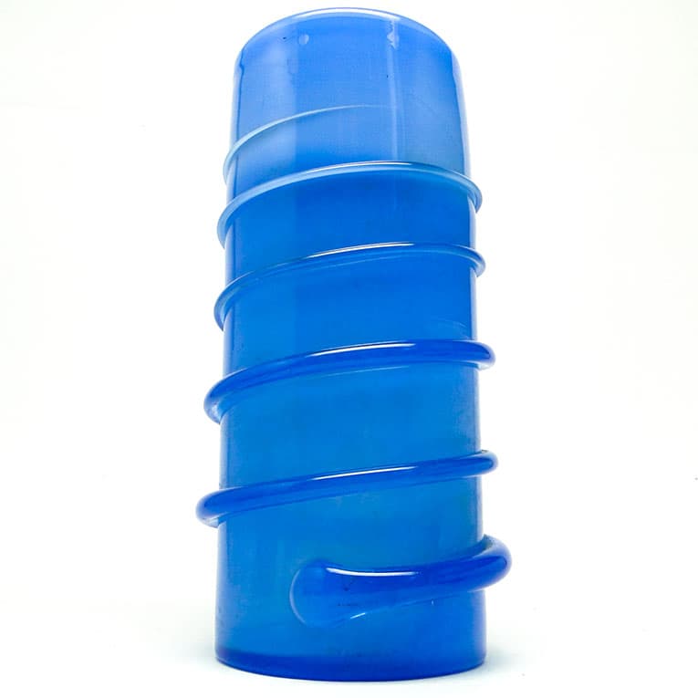 Wazon, polski modernizm, szkło niebieskie, proj. M. Jakubas, Polska, lata 70. - 113315