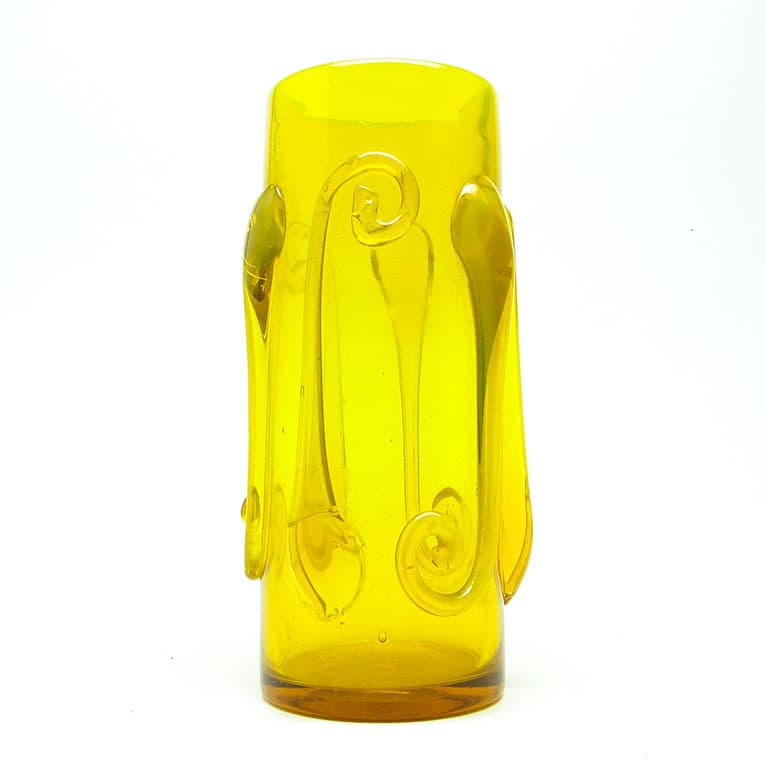 Wazon modernizm, szkło żółte, proj. J. Słuczan-Orkusz, Polska, lata 70. - 113380