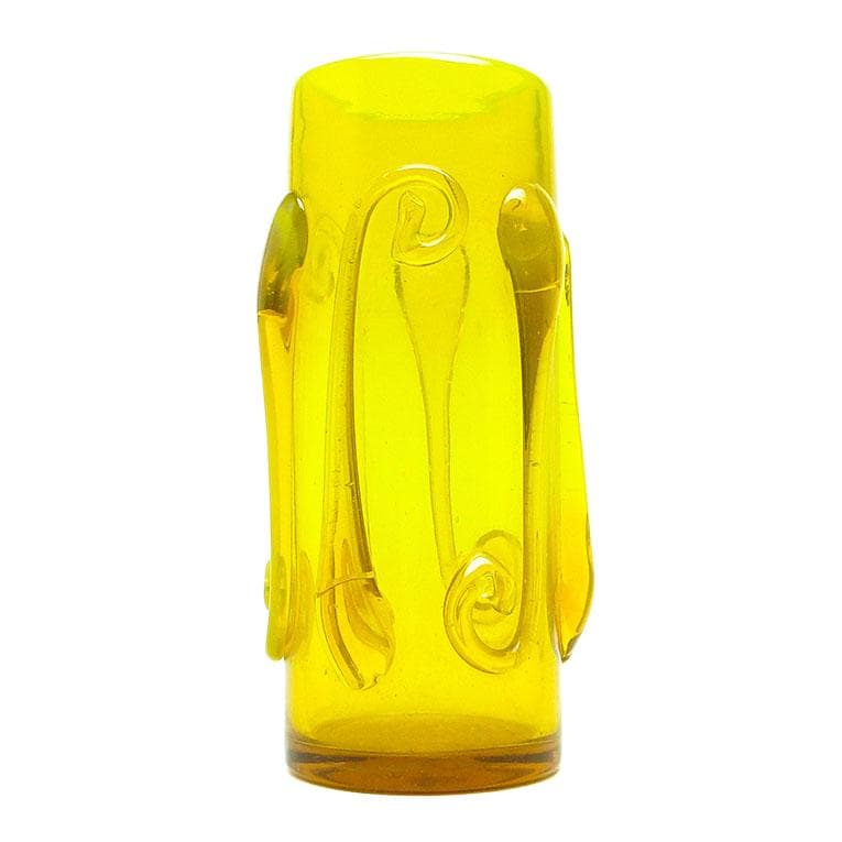 Wazon modernizm, szkło żółte, proj. J. Słuczan-Orkusz, Polska, lata 70.