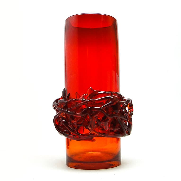 Wazon Cierniowa korona, szkło czerwone, proj. J. Słuczan-Orkusz, Polska, lata 70. - 113465