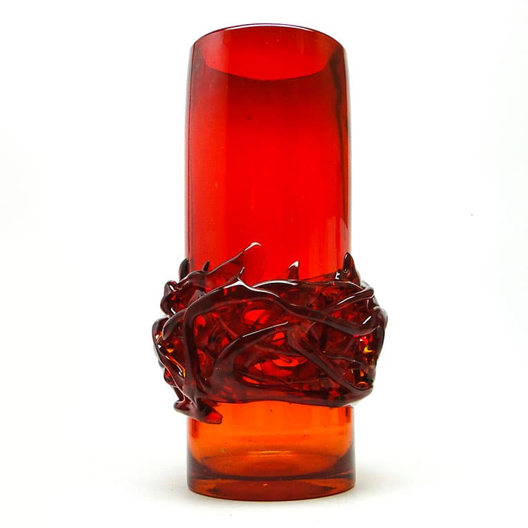 Wazon Cierniowa korona, szkło czerwone, proj. J. Słuczan-Orkusz, Polska, lata 70. - 113454