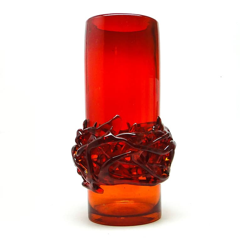 Wazon Cierniowa korona, szkło czerwone, proj. J. Słuczan-Orkusz, Polska, lata 70. - 113455