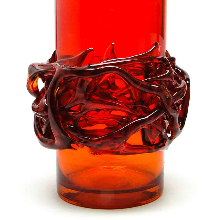 Wazon Cierniowa korona, szkło czerwone, proj. J. Słuczan-Orkusz, Polska, lata 70. - 113458