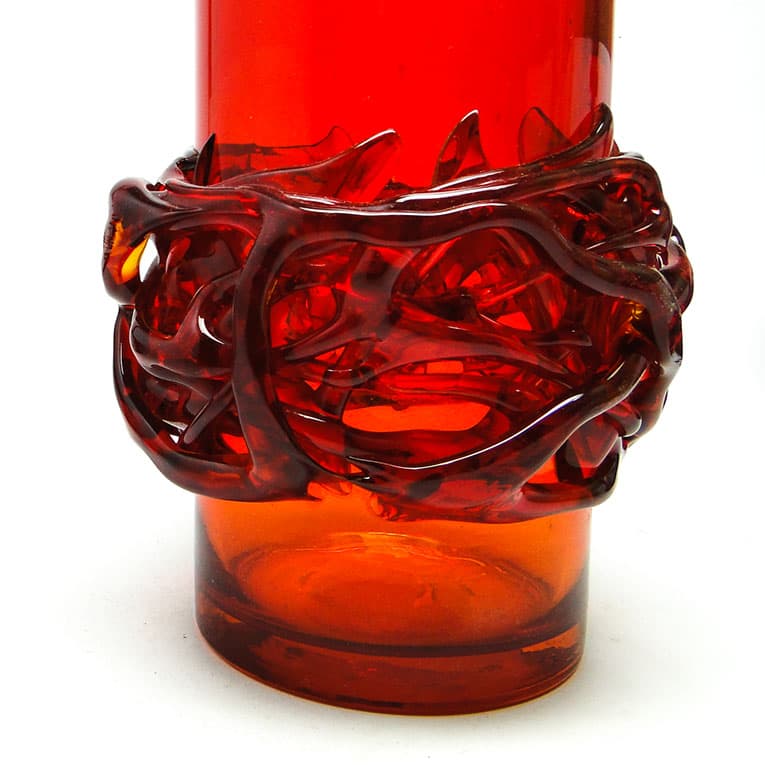 Wazon Cierniowa korona, szkło czerwone, proj. J. Słuczan-Orkusz, Polska, lata 70. - 113459