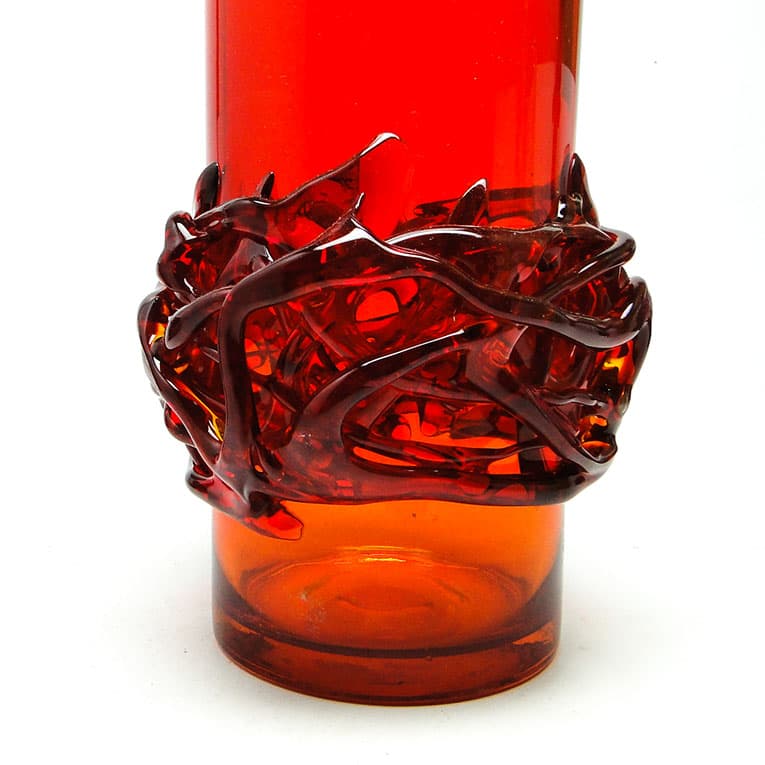 Wazon Cierniowa korona, szkło czerwone, proj. J. Słuczan-Orkusz, Polska, lata 70. - 113456