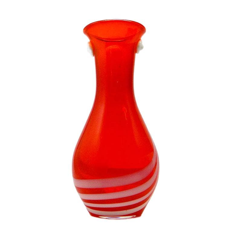 Wazon z oczkiem, mid-century modern, szkło czerwone, proj. L. Fiedorowicz, Polska, lata 70.