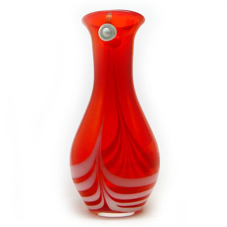 Wazon z oczkiem, mid-century modern, szkło czerwone, proj. L. Fiedorowicz, Polska, lata 70. - 113602