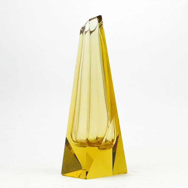 Wazon Art Deco, kryształ żółty, proj. J. Hoffmann, Czechosłowacja, lata 30. - 113663