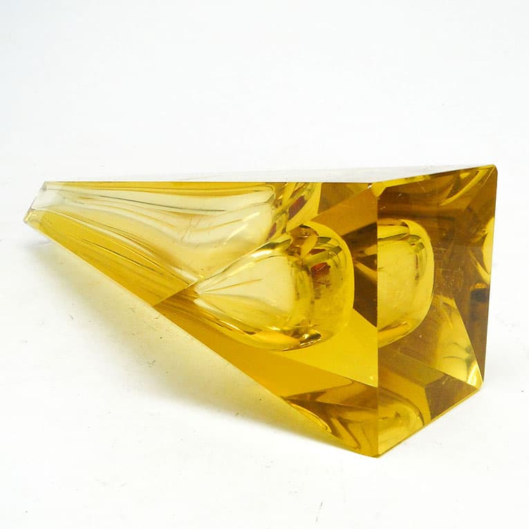 Wazon Art Deco, kryształ żółty, proj. J. Hoffmann, Czechosłowacja, lata 30. - 113661