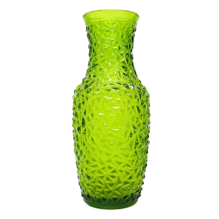 Wazon postmodernistyczny, szkło prasowane zielone, HSG Prądniczanka, Polska, lata 70.