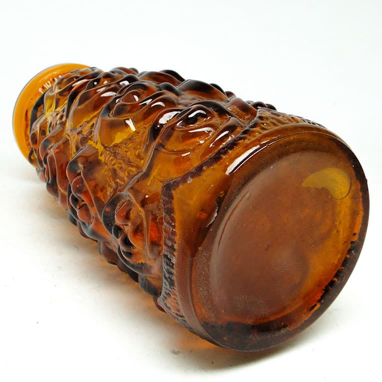 Wazon Róże Art Deco, szkło prasowane pomarańczowe, Huta Laura, Polska, lata 70. - 113737