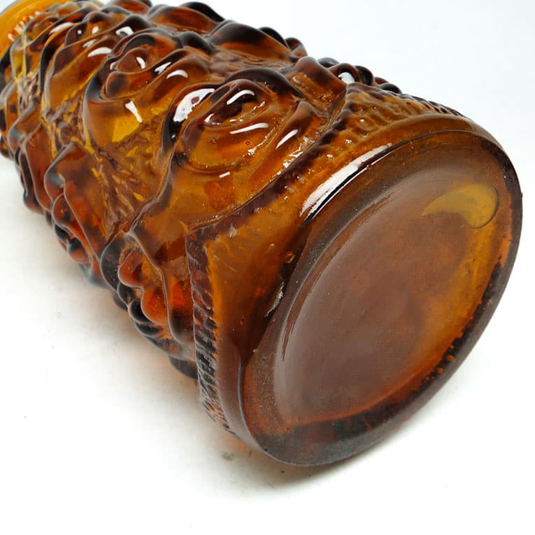 Wazon Róże Art Deco, szkło prasowane pomarańczowe, Huta Laura, Polska, lata 70. - 113739