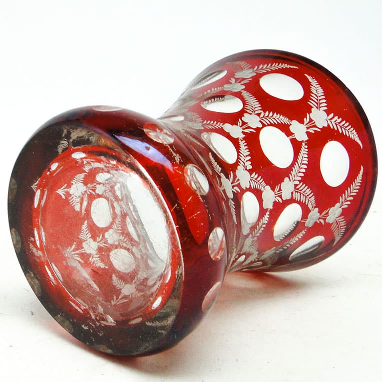 Szklenica Biedermeier, szkło czerwone, Czechy, XIX w. - 113972