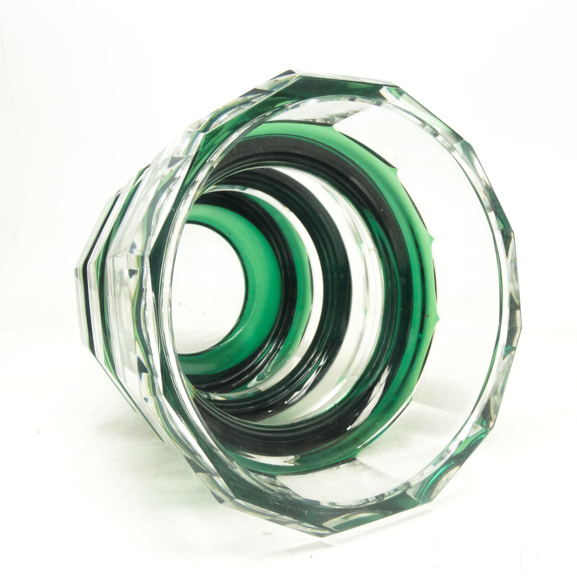 Wazon postmodernizm, szkło kryształ zielony, Niemcy, lata 60. - 113995