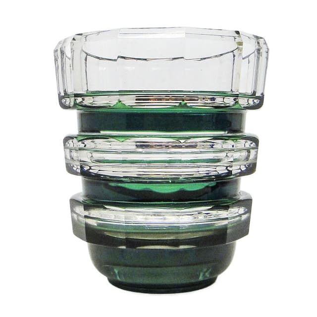 Wazon postmodernizm, szkło kryształ zielony, Niemcy, lata 60. - WYMIARY