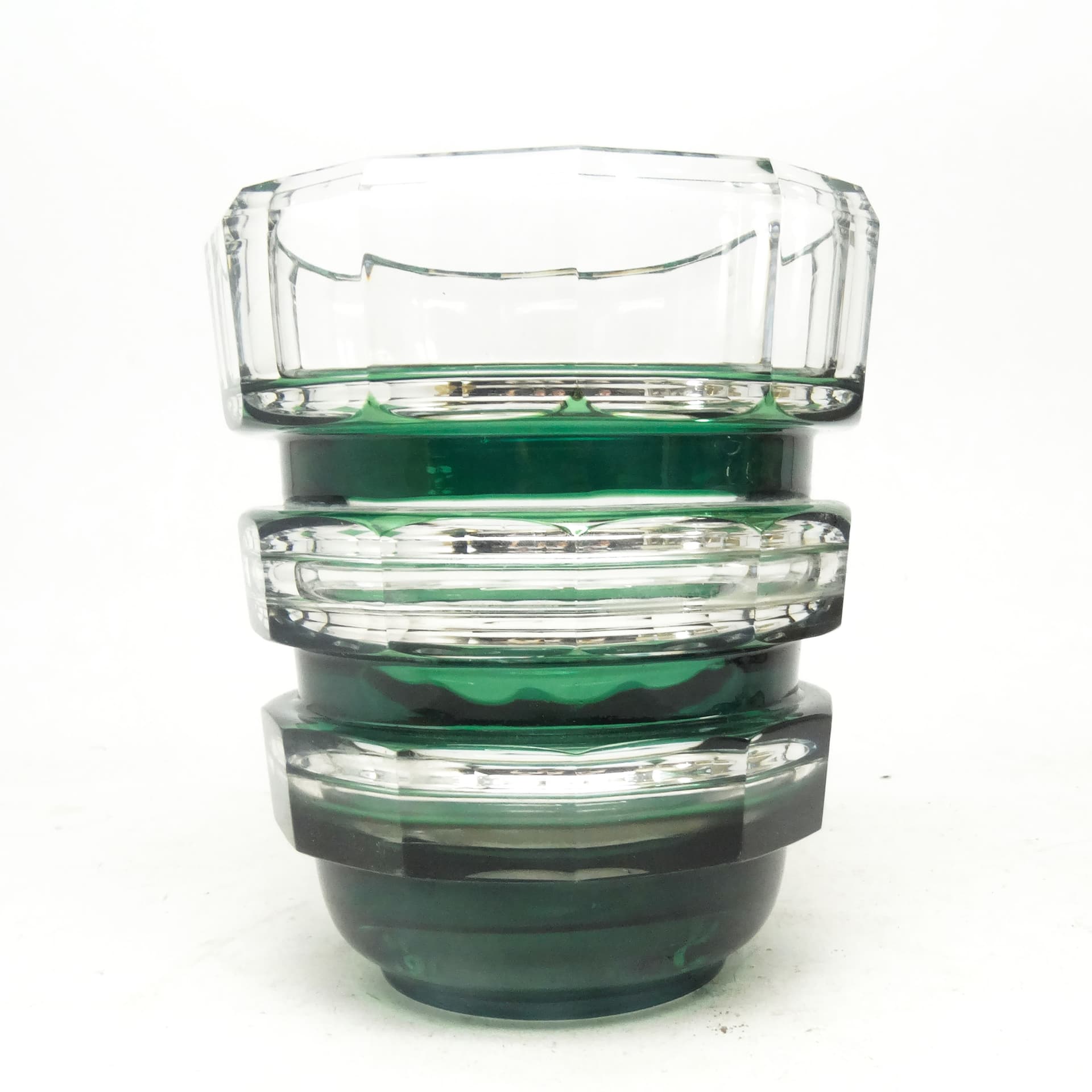 Wazon postmodernizm, szkło kryształ zielony, Niemcy, lata 60. - 113991