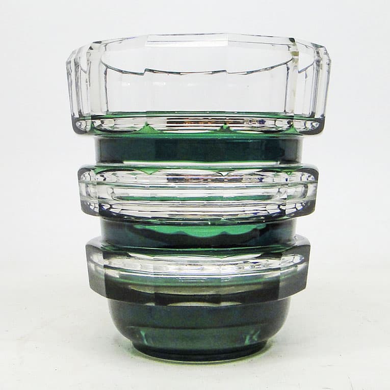 Wazon postmodernizm, szkło kryształ zielony, Niemcy, lata 60. - 114000