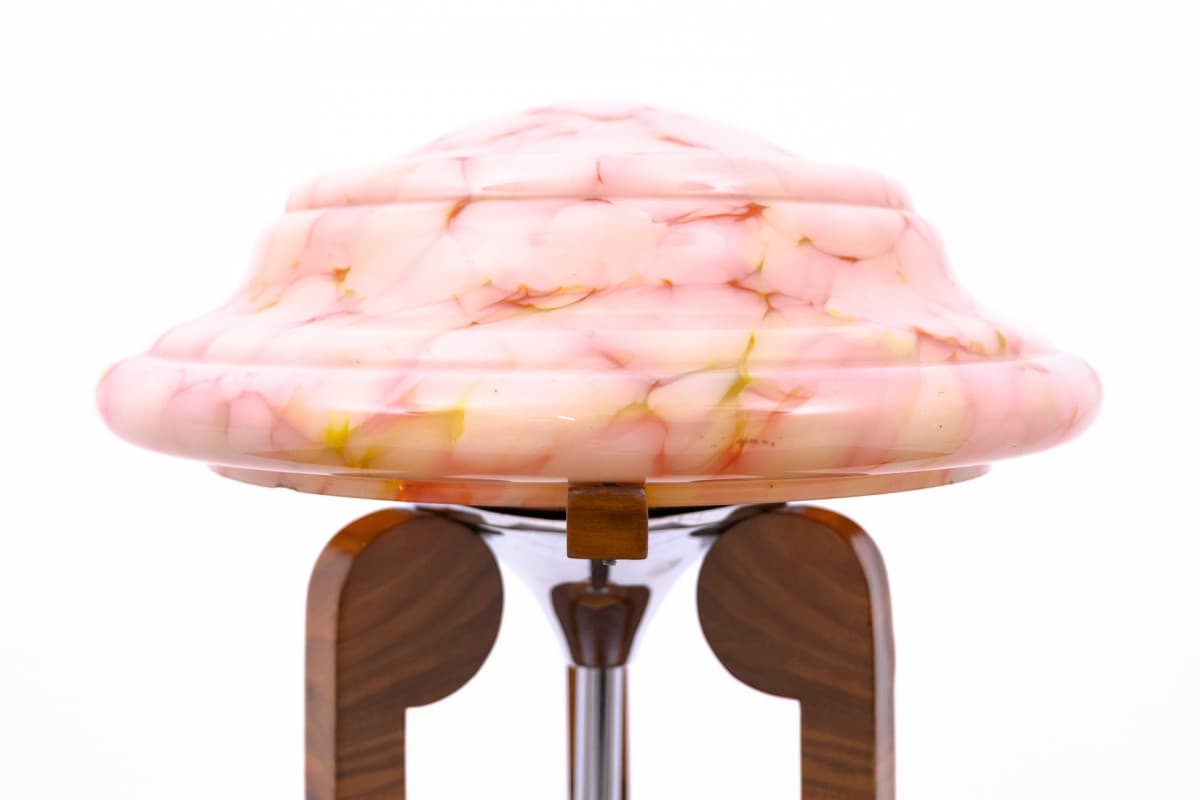 Orzechowa lampa stołowa, styl art deco, Polska, lata 50. - 78370