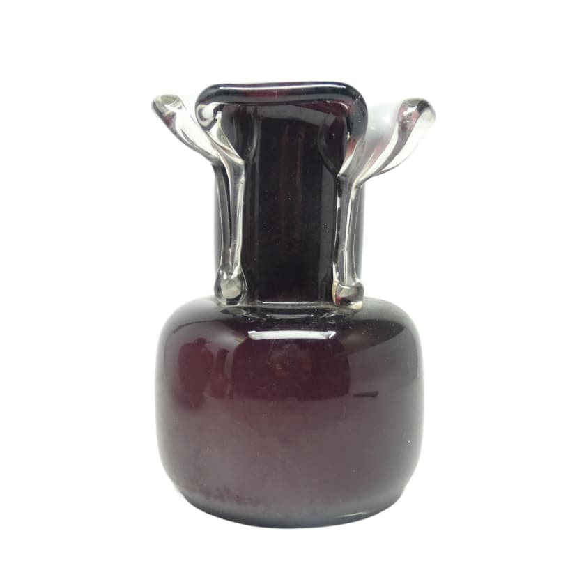 Wazon mid-century modern, szkło fioletowe, Polska, lata 70.