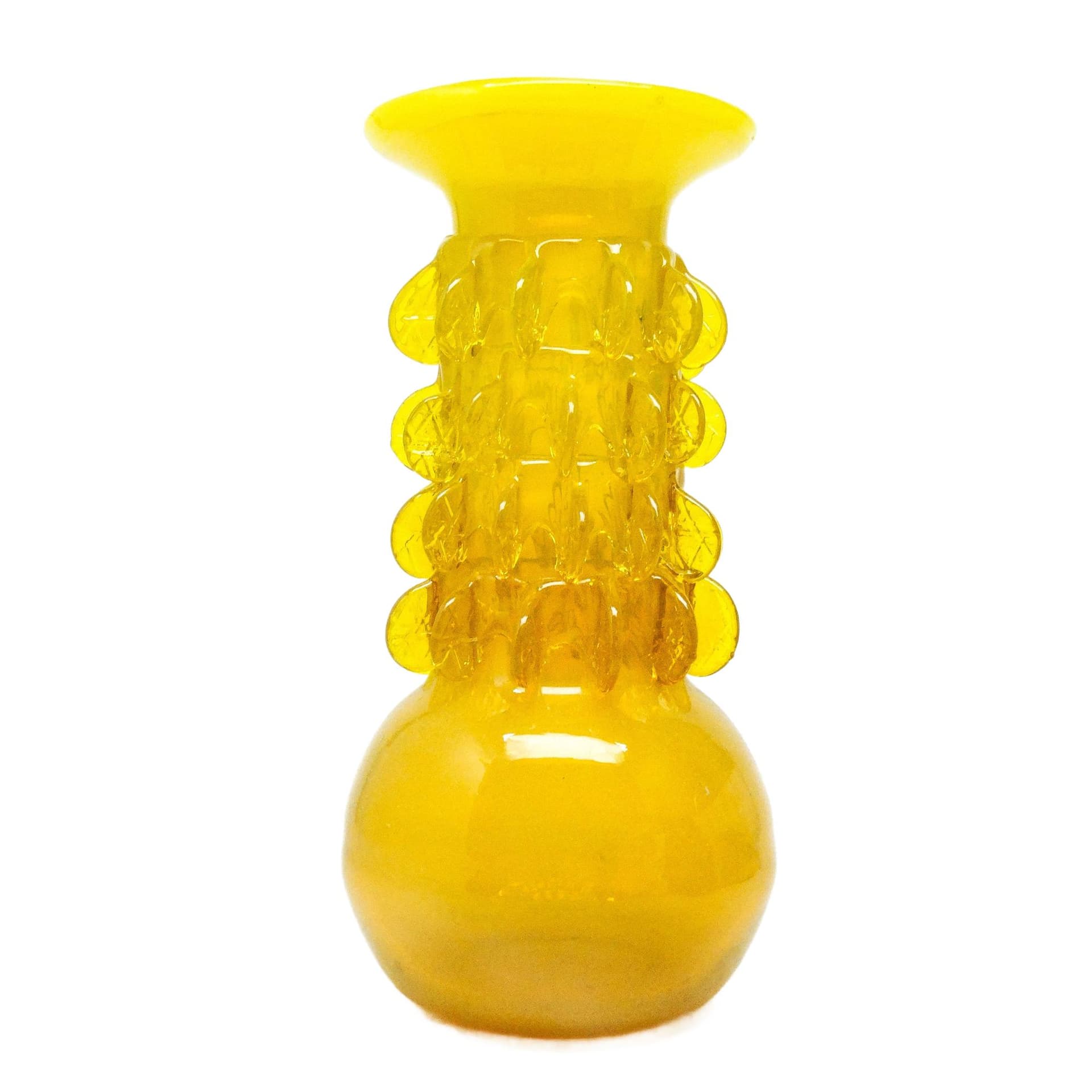 Wazon Panna Młoda, mid-century modern, szkło żółte, proj. J. Słuczan-Orkusz, Polska, lata 70.