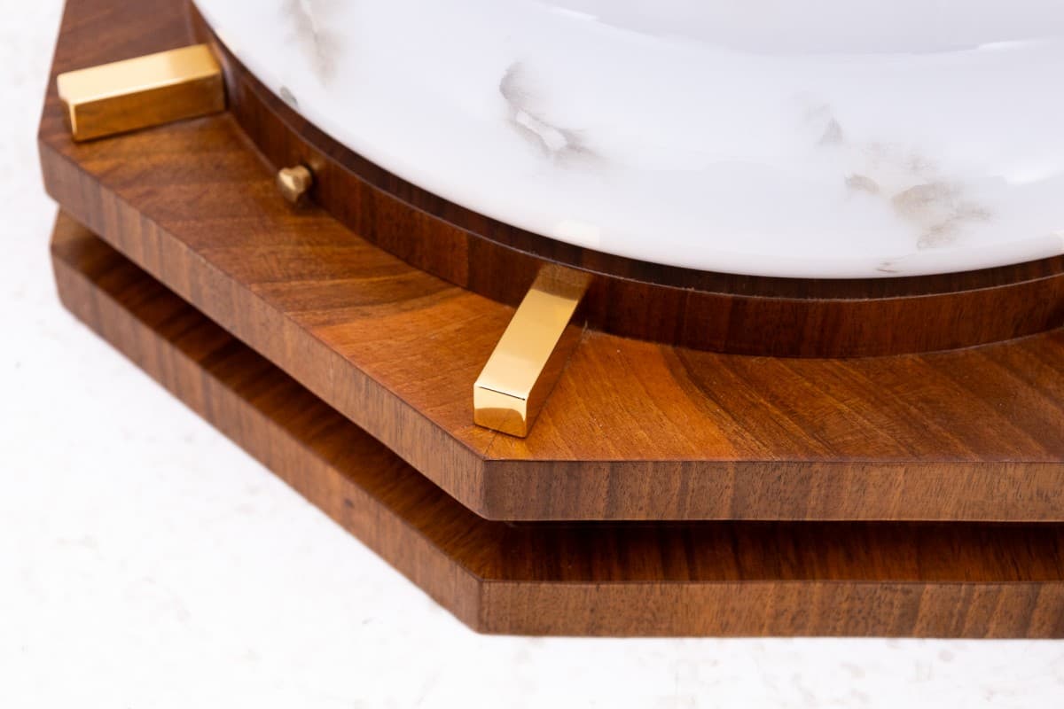 Biała lampa sufitowa Art Deco, Polska, lata 50. - 78372