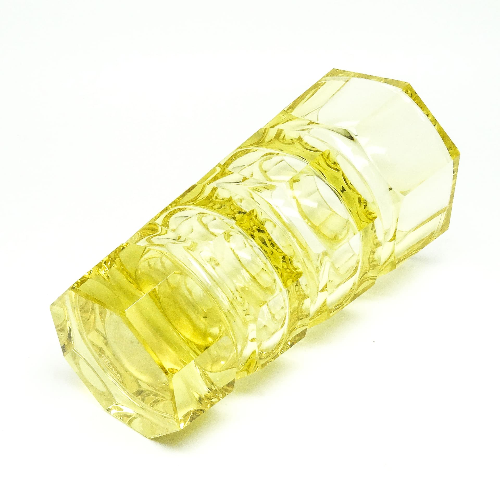 Wazon Art Deco, kryształ żółty, proj. J. Hoffmann, Moser, Czechosłowacja, lata 30. - 114488