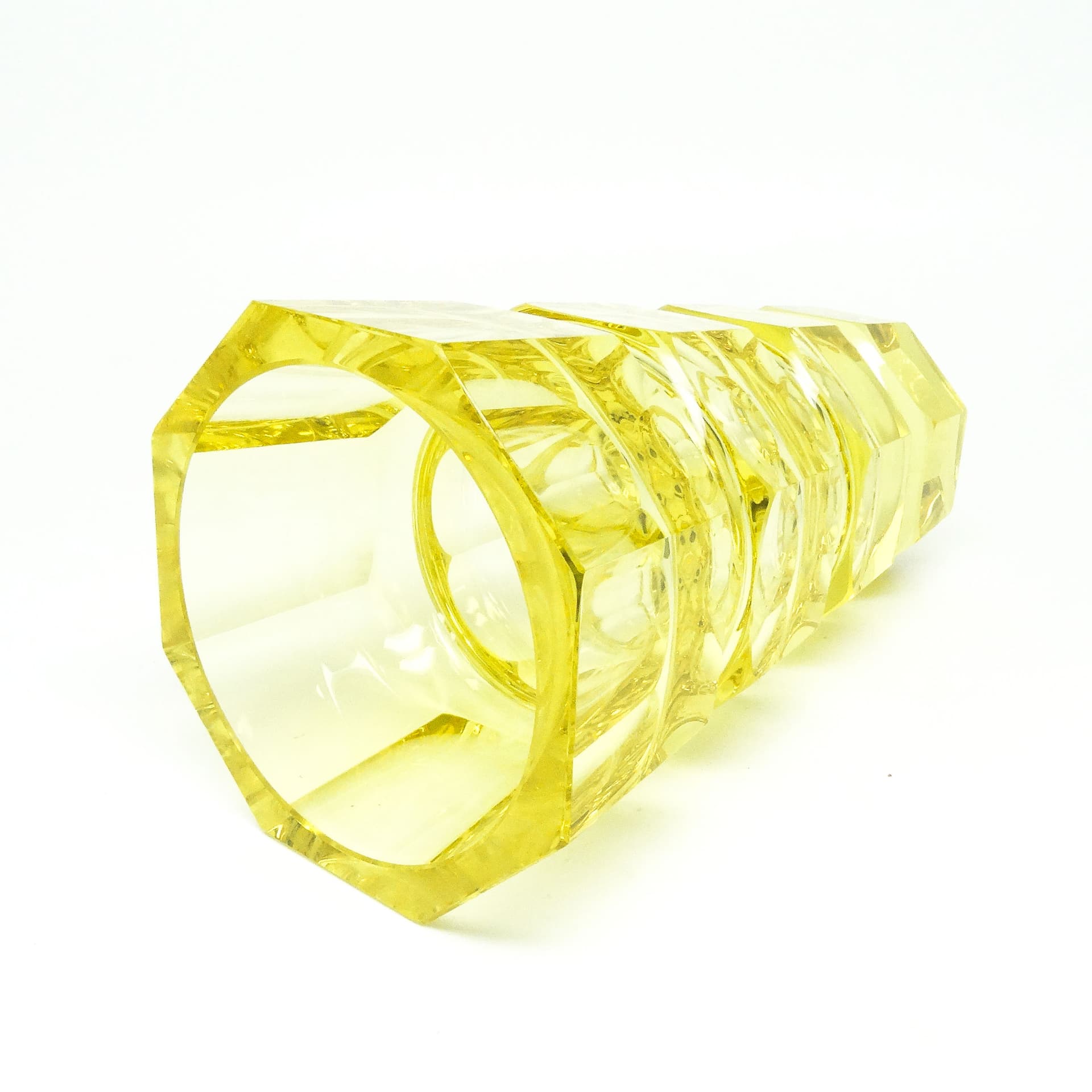 Wazon Art Deco, kryształ żółty, proj. J. Hoffmann, Moser, Czechosłowacja, lata 30. - 114484