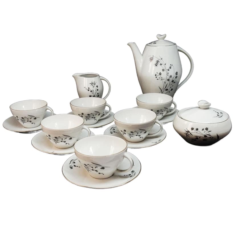 Serwis kawowy Joanna, modernizm, porcelana, Polska, lata 70.