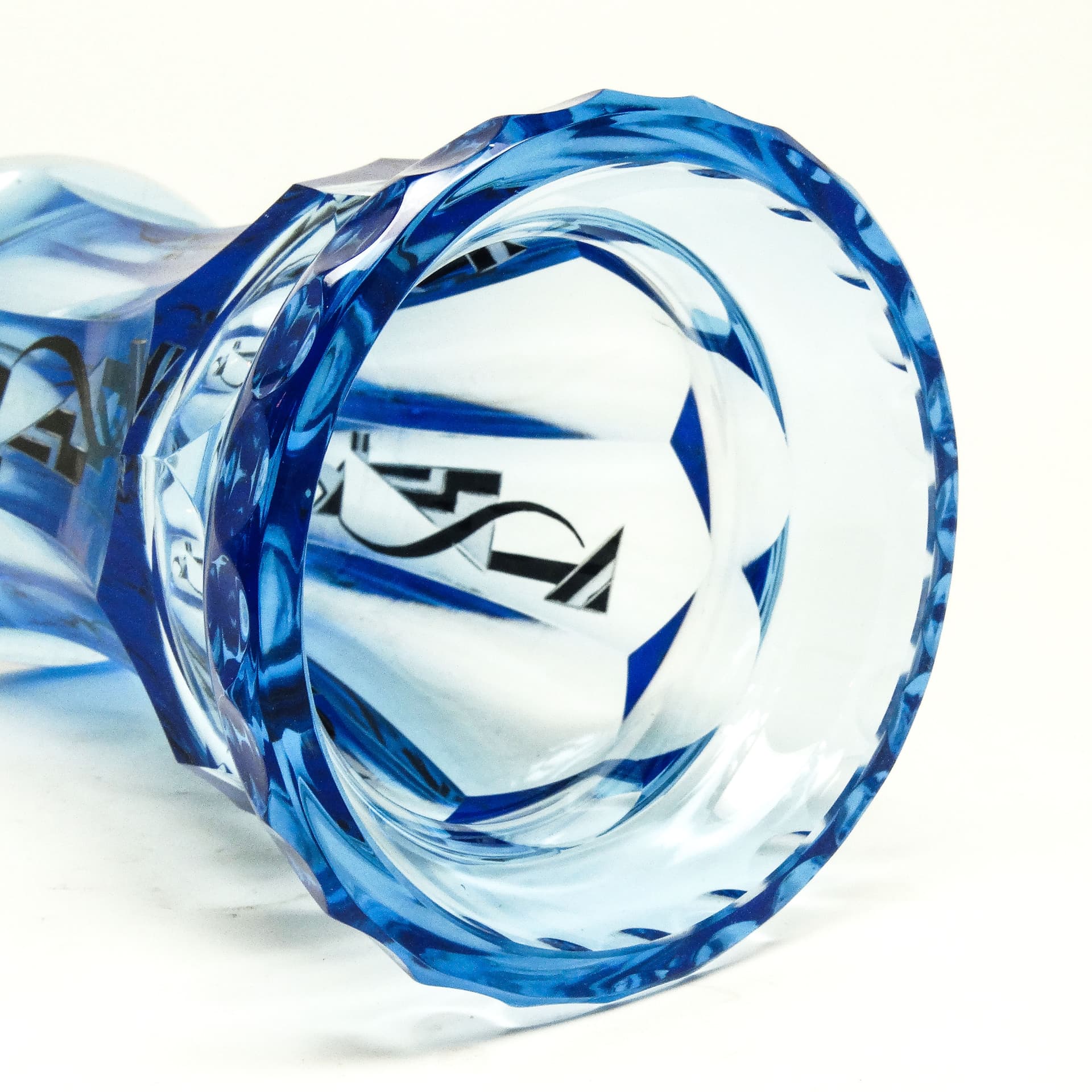 Wazon Art Deco, kryształ niebieski, proj. K. Palda, Czechosłowacja, lata 30. - 114679