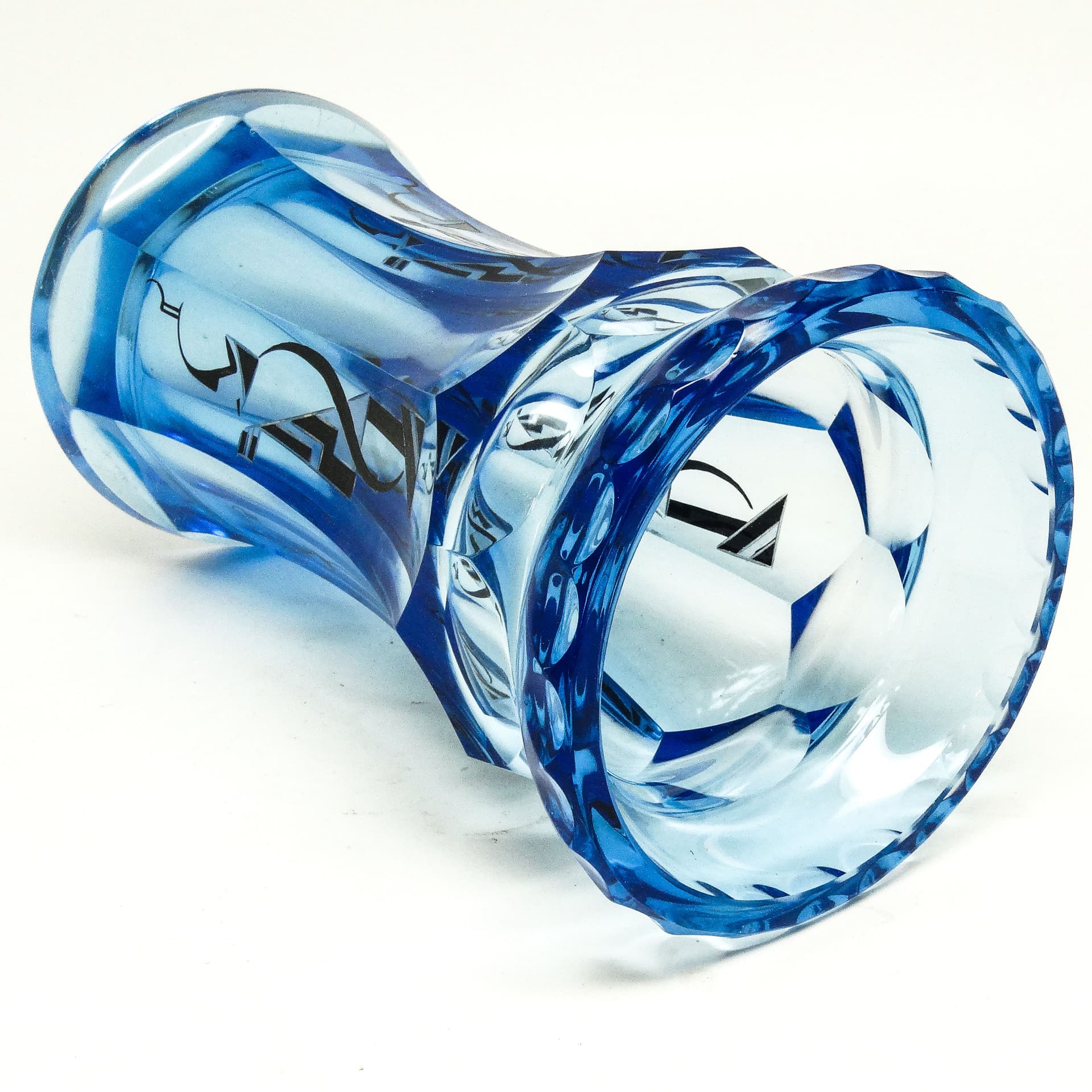 Wazon Art Deco, kryształ niebieski, proj. K. Palda, Czechosłowacja, lata 30. - 114677